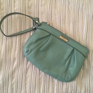 Coach leather wristlet (green)
